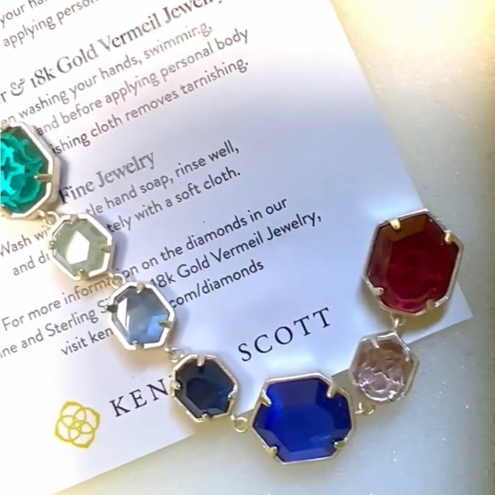 NWT Kendra Scott Darrell Necklace Ombré Stones Yellow Gold STUNNING & Amazing! - Picture 14 of 17